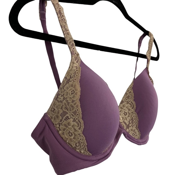 SOMA EMBRACEABLE FULL COVERAGE LACE TRIM Purple Underwire Lined Bra sz 34D - Picture 4 of 16